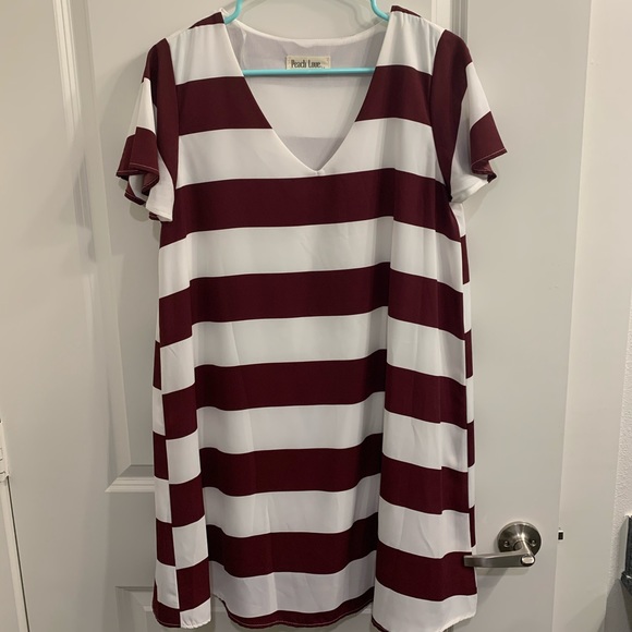 Maroon and white striped dress - Picture 1 of 1
